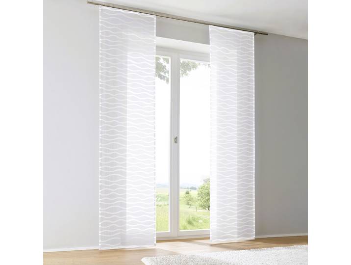 Schiebevorhang Enya Welle 145cm Weiß/Weiß