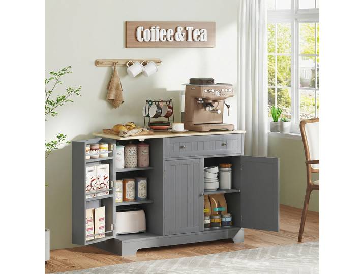 HOMCOM Buffet Cuisine Gris 105x40x83cm avec 3 Portes et Tiroir
