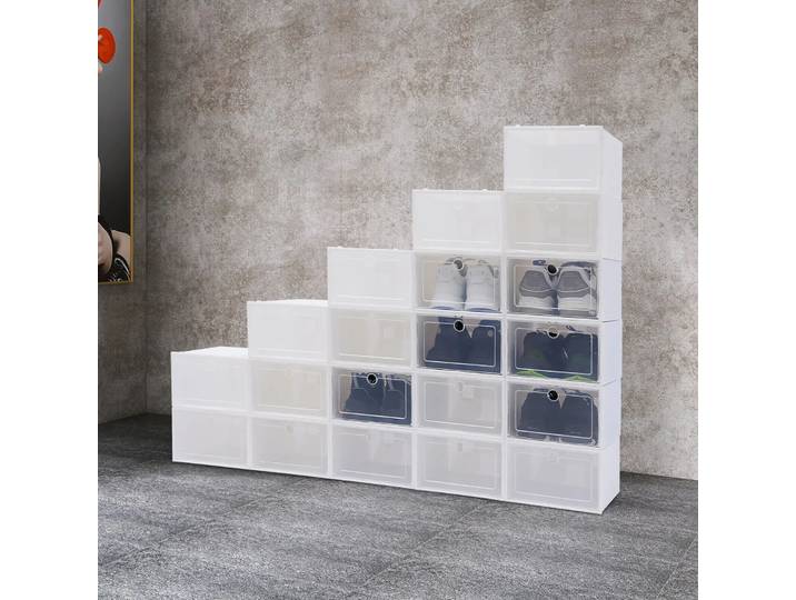 Ensemble de boîtes à chaussures empilables transparentes épaisses, armoire à chaussures BLOimed, possède des boîtes en plastique, 20/24
