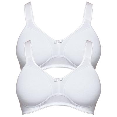 Entlastungs-BH SUSA "2er Pack Entlastungs BH ohne Bügel Basics", Damen, Gr. 80, Cup C, weiß (weiß weiß), Stoff, Obermaterial: 97% Baumwolle CO. 3% Elasthan EL., BHs Entlastungs-BH