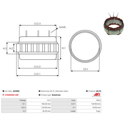 AS-PL Stator, Generator AS3009