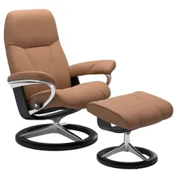 Stressless Sessel mit Hocker Consul Signature Leder Braun Batick Latte L (Large)