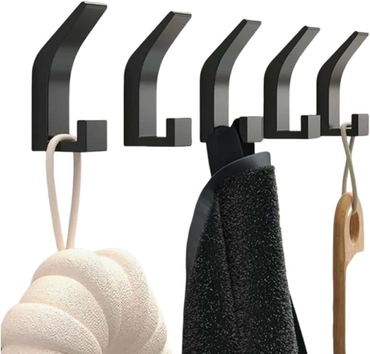 Set van 5 multifunctionele wandhaken voor garderobe en handdoeken, boorvrij
