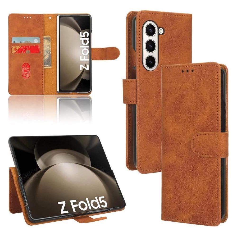 Cover-Discount Galaxy Z Fold5 - Leder Etui Hülle braun (Samsung Galaxy Z Fold5) (660151575E)