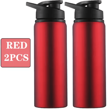 Inspire Picks Metal Portable Water Bottle Leakproof Reusable Sports Cup For Outdoor And Travel red 2pcs