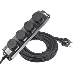 ChiliTec Steckdosenleiste 24005, mit 10m Kabel, 4-fach in schwarz
