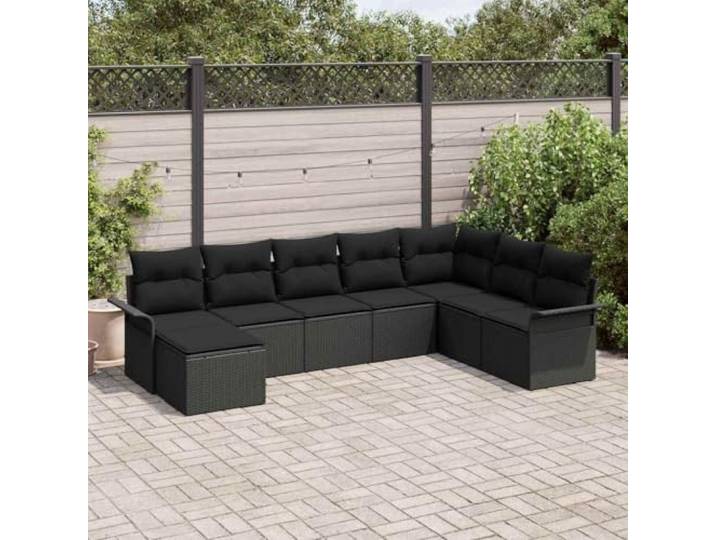 Modulares Poly Rattan Design Terrassen Set 297 5 x 187 5 x 85 cm Schwarz Garten-Sofa-Set mit Kissen 8 pcs Schwarz Poly Rattan Sitzgruppe Outdoor Modular Eckbank Terrassenmöbel wetterfest