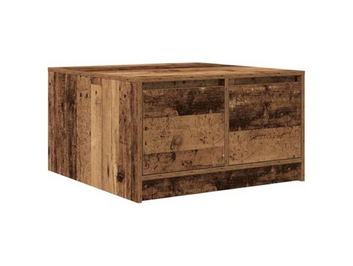 fsahslih Couchtisch mit 4 Schubladen Altholz-Optik 70,5x70x40 cm Vier geräumige Schubfächer bieten strukturierten Stauraum im Wohnzimmer, Büro oder in gemütlichen Leseecken.