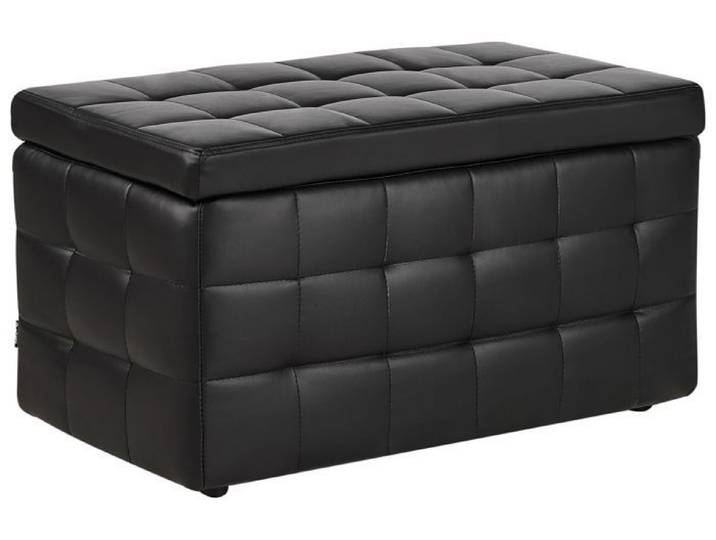 Pouf Chesterfield en cuir PU noir MICHIGAN