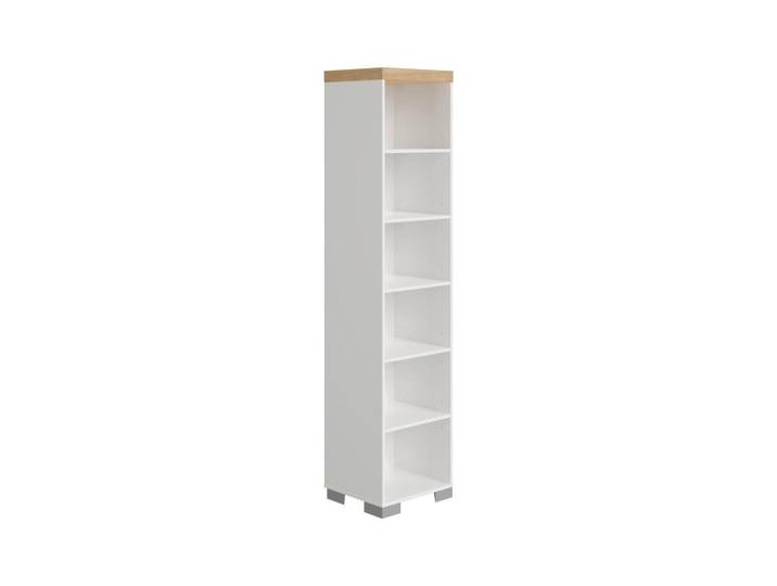 Paidi Regal, Weiss, Eichefarben, Kunststoff, 5 Fächer, 48.4x205.9x39.6 cm, Blauer Engel, stehend, Wohnzimmer, Regal, Bücherregale