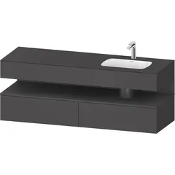 Duravit Collection One Einbauwaschtisch mit Konsolenwaschtischunterbau, 1600x550x600mm, Nische Graphit matt, Becken rechts, QA4796049490000, Farbe: Graphit matt