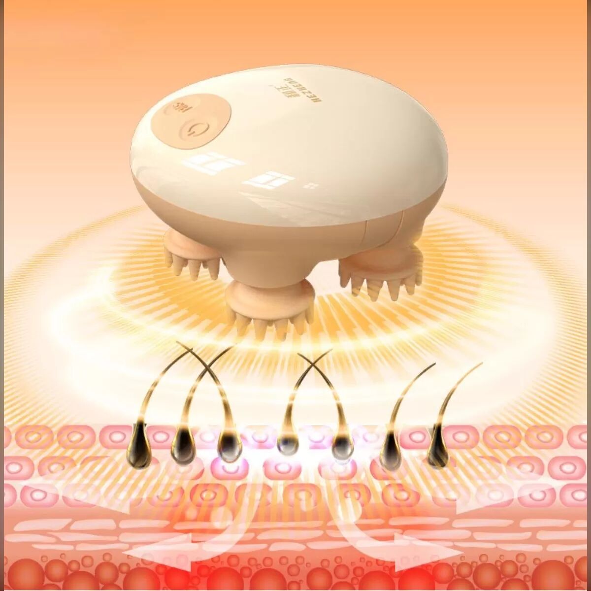 INF Elektrisches Kopfmassagegerät mit Rotlicht – 76-Punkt-Kopfhautmassagegerät mit EMS-Pulsfunktion, 3 Modi, 3