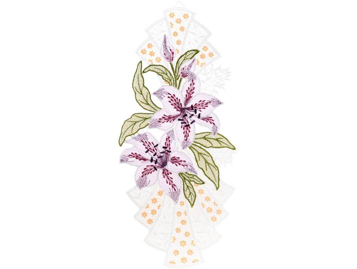 Fensterbild Fensterbild Lilienstrauß farbig , bunt, B:18cm H:40cm, Polyester, W. REUTER & SOHN - PLAUENER SPITZE, Fensterbilder, Fensterbild
