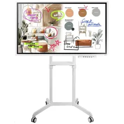 Samsung Flip WM65FX Flipchart 164 cm 65 Zoll inkl. Neomounts NS-M1250 Rollwagen rotierbar & Tray CY-TF65BFC