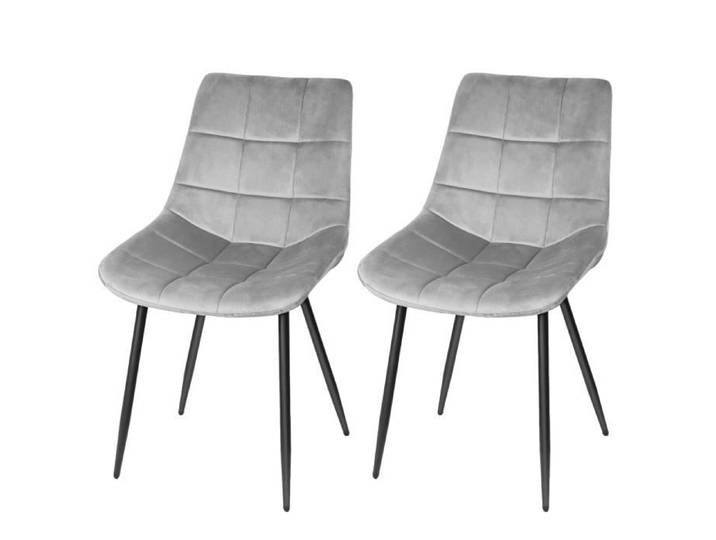 Lot de 2 Chaises de salle à manger en velours à 9 panneaux et pieds en fer - ELIFUZHG