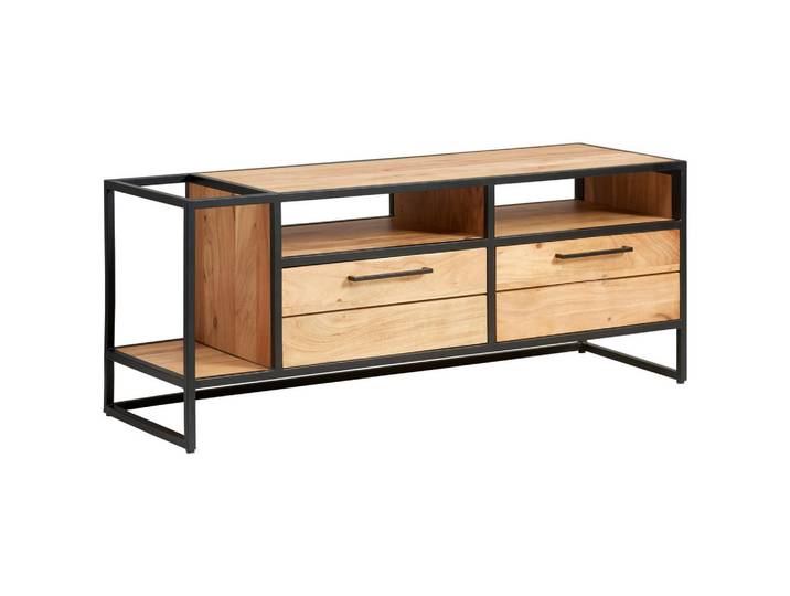 Mid.you Lowboard Urban Garden 2.0, Schwarz, Honig, Metall, Akazie,Akazie, massiv, 2 Schublade(n) Schubladen, 135x54x47 cm, stehend, Wohnzimmer, TV Möbel, Lowboards, Lowboards stehend