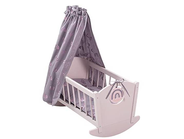 howa Poppenwieg Regenboog Houten Poppenbed met Baldakijn 23002