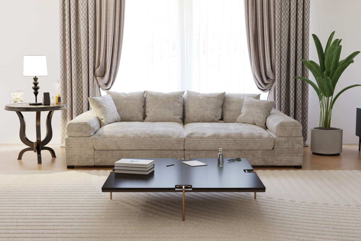 Lichtgrijze Big Sofa Fatguy Corduroy Hoekbank met Slaapfunctie en Afneembare Hoes