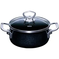 Riess Kasserolle mit Glasdeckel Ø16cm 1,3L Black Magic Emaille