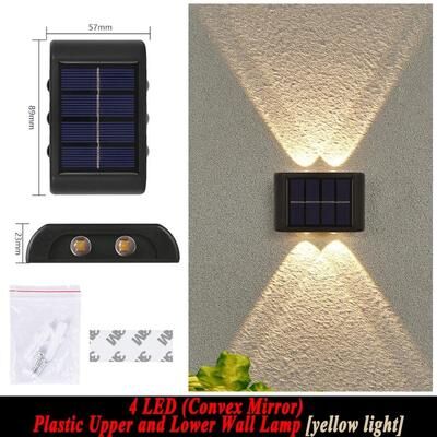 Uplift Picks Outdoor Solar Wall Light Waterproof LED Up Down Garden Lighting Lamp warm 4 Led 2 Pcs