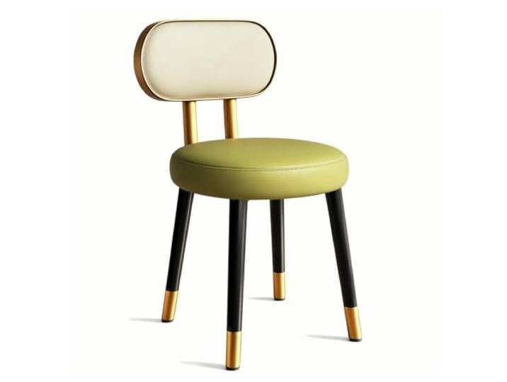 FCZVWPR Moderner Schminkstuhl, Runder Esszimmerstuhl Mit Rückenlehne Runder Gepolsterter Make-up-Stuhl, Esszimmerstuhl, For Schlafzimmer, Kommode, Küche(Gray+Green)
