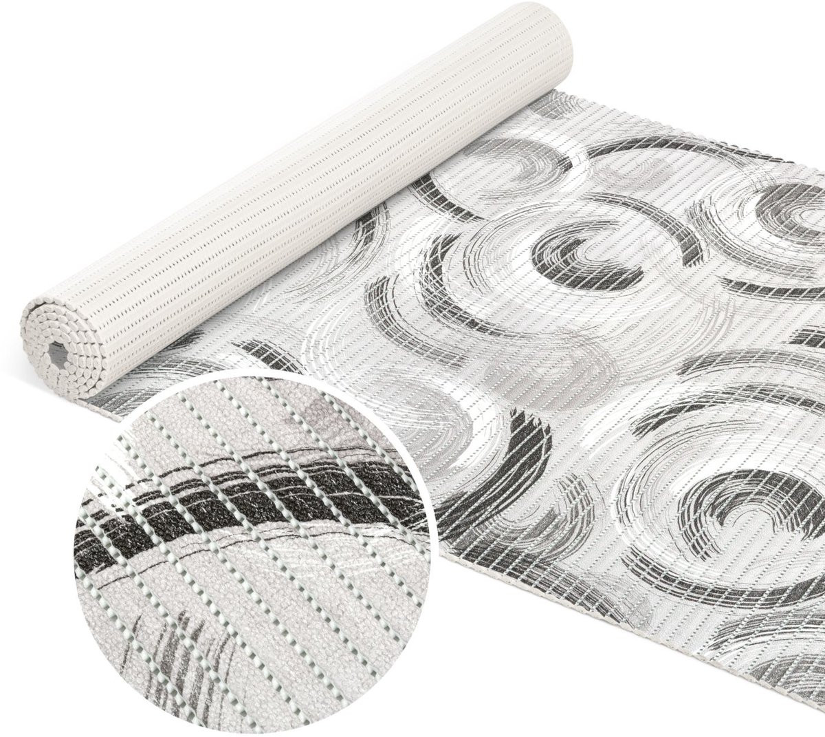 ANRO Badmat Ringen Grijs 65x180 cm - Antislip en Sneldrogend