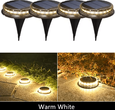 Inspire Curations Solar LED Disk Lights Outdoor IP65 Waterproof Ground Landscape Lights warm Light 2pcs