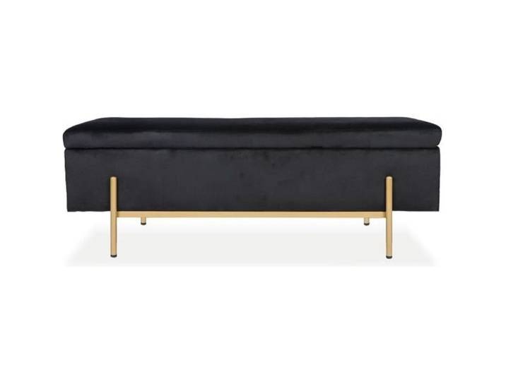 Banquette coffre Olivia Velours noir pieds or