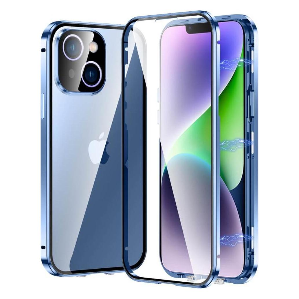 Cover-Discount iPhone 15 - Magnetische Schutzhülle mit Panzerglas blau (Apple iPhone 15) (101135873D)