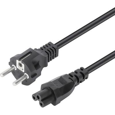 Manhattan Strom Anschlusskabel [1x Kleeblatt-Buchse C5 - 1x Schutzkontakt-Stecker] 1m Schwarz
