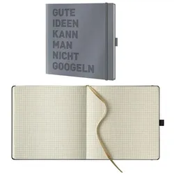 Lediberg Notizbuch »gute Ideen« kariert Sonderformat 240 Seiten grau, 17.5x17.5 cm