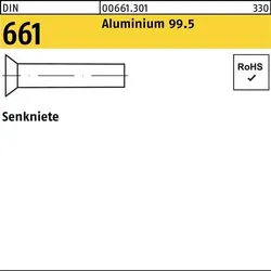 Senkniete DIN 661 2x 10 Aluminium 99.5 1000 Stück