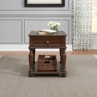 Liberty Furniture Allington Rectangular Drawer End Table - Sienna Oak Wood - W23 x D27 x H25