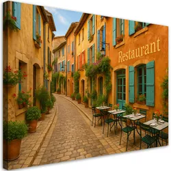 LEINWANDBILD Italienische Straße Restaurant 120x80cm