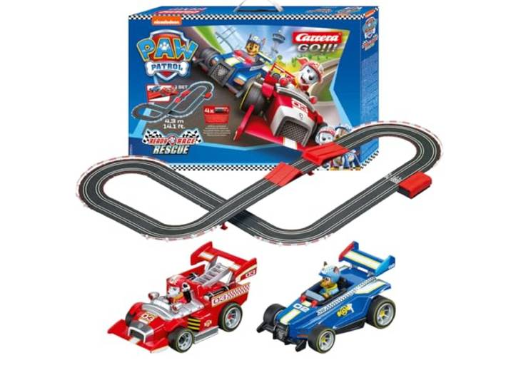 Carrera - 20063514 GO!!! Paw Patrol - Ready Race Rescue Rennbahn-Set I Rennbahnen und lizensierte Slotcars bis zu 2 Spieler Für Jungs und Mädchen ab 6 Jahren & Erwachsene
