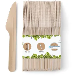 BIOZOYG 1000 Stück Einwegmesser 16,5cm Papiermesser Pappmesser aus Karton, umweltfreundlich, sehr stabil, aus nachhaltigem Holz, biologisch abbaubar