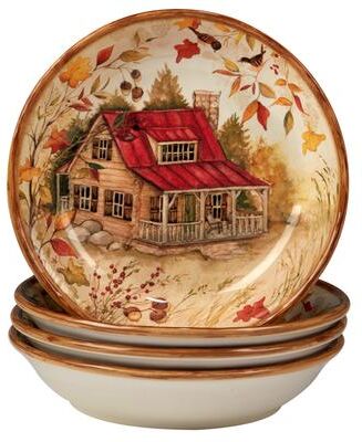 Certified International Pine Forest 24 oz. Soup/Cereal Bowls, Set of 4