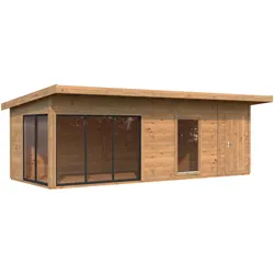 Palmako Gartenhaus Andrea 21,1 m2 Slide - 44 mm hellbraun tauchgrundiert