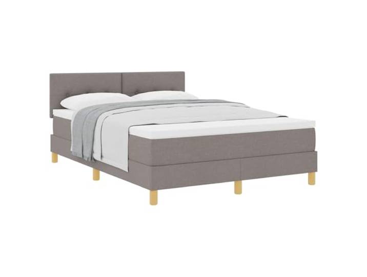PUGYNBK Boxspringbett, 140 x 190 cm, Taupe mit Schaumstoffmatratze Manuell verstellbares Kopfteil, Rahmen aus Holz und Metall, Federn, mittlere Festigkeit
