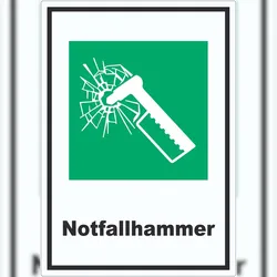 HB-Druck Notfallhammer Aufkleber A9 (37x52mm)