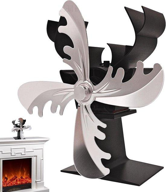 Houtkachel Ventilator Warmte Circulator Zwart met 4 Bladen