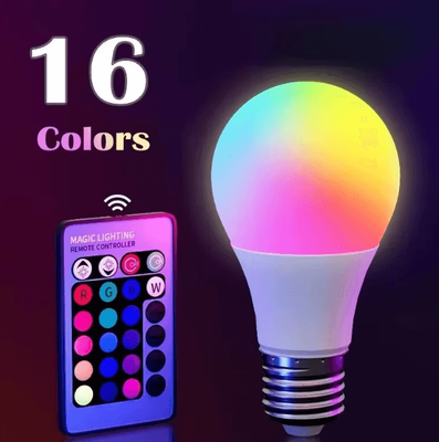 Inspire Curations RGB LED Smart Bulb With Remote 16 Colors Dimmable E27 Multicolor Atmosphere Light RGB LED Smart Bulb With Remote 16 Colors Dimmable E27 Multicolor Atmosphere Light