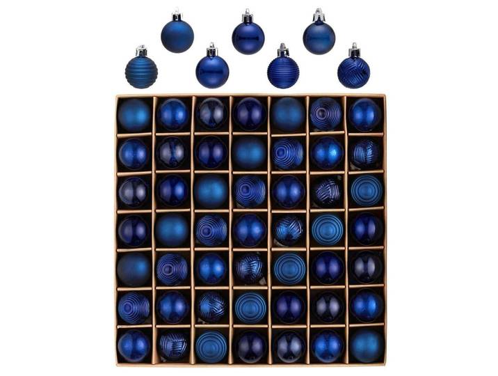 Christbaumkugeln 49-teiliges Set 3 cm Blau, Kunststoff, 3x3x3 cm, Dekoration, Weihnachtsdekoration, Christbaumschmuck, Christbaumkugeln