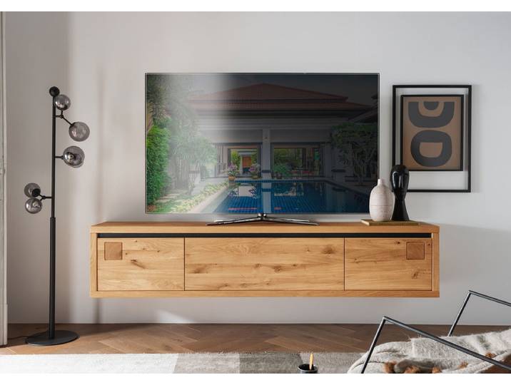 TV Board zum hängen 215x44cm 'Bergamo' Wildeiche geölt WZ-0159