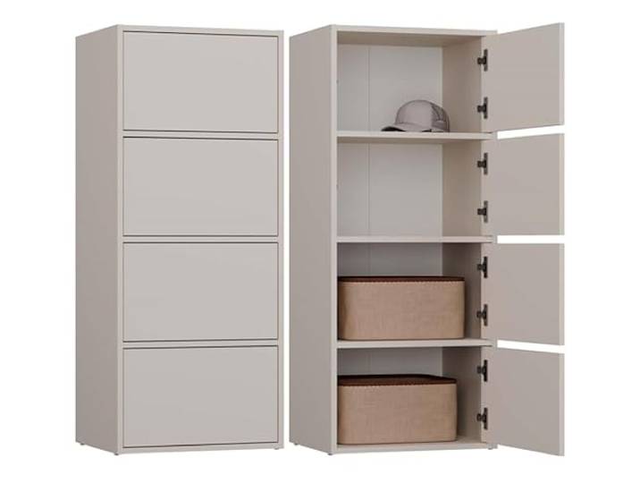 BDW Moderne Kommode ALMA mit 4 Türen, 50 x 119 x 40 cm, Kinderzimmer, Wohnzimmer, Flur, Tip-ON-System - Kaschmir
