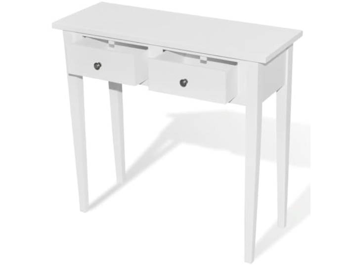 GPUTYGHN Konsolentisch mit 2 Schubladen Weiß MDF Kiefernholz Kompaktes Design,wenig Stellfläche,2 Schubfächer,weiß lackiert,MDF,Kiefernholz,Flur,Wohnzimmer