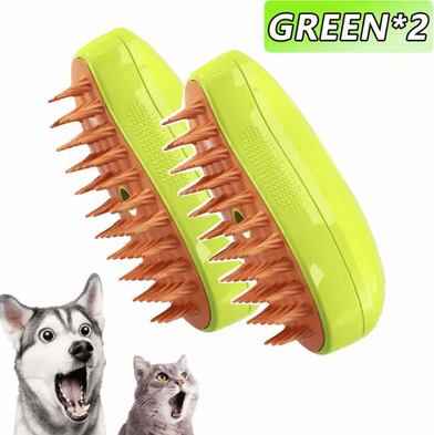 Uplift Curations Electric 3 in 1 Pet Steam Brush Steam Sprayer, Massage Comb & Shedding Grooming Tool For Dogs & Cats green 2pcs
