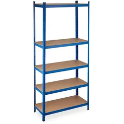 Relaxdays Schwerlastregal XL, Traglast 1325 kg, 220x100x45 cm, 5 Böden, zum Stecken, Stahl, für Keller & Garage, blau