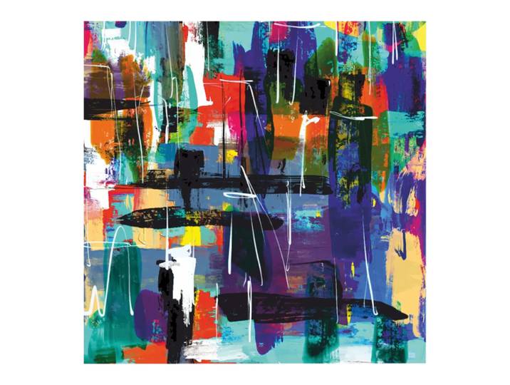 Alu-Dibond Bild Digital Art, Alldecor, orange/türkis/blau, Aluminium