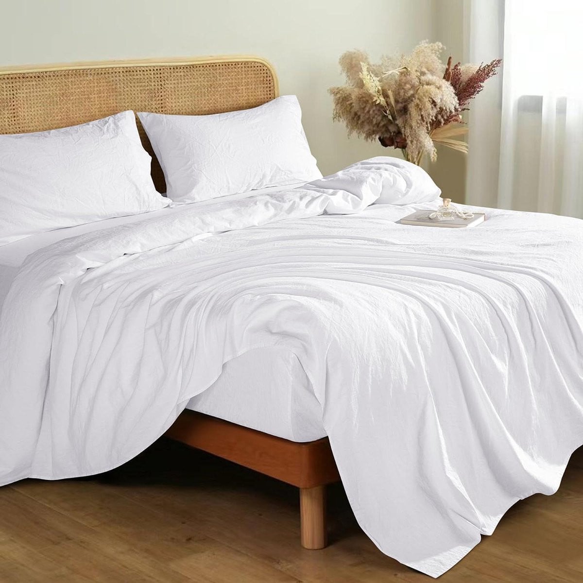 Wit Linnen Lakenset Kingsize - 100% Frans Linnen Beddengoed Set